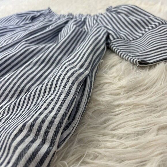 Paper Crane NWOT Cotton Striped Smocked Off Shoulder Midi Dress Boho Dress Large - Picture 10 of 12